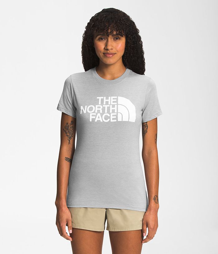 The North Face Short Sleeve Half Dome Triblend Womens T-Shirts Light Grey 607328-MKW